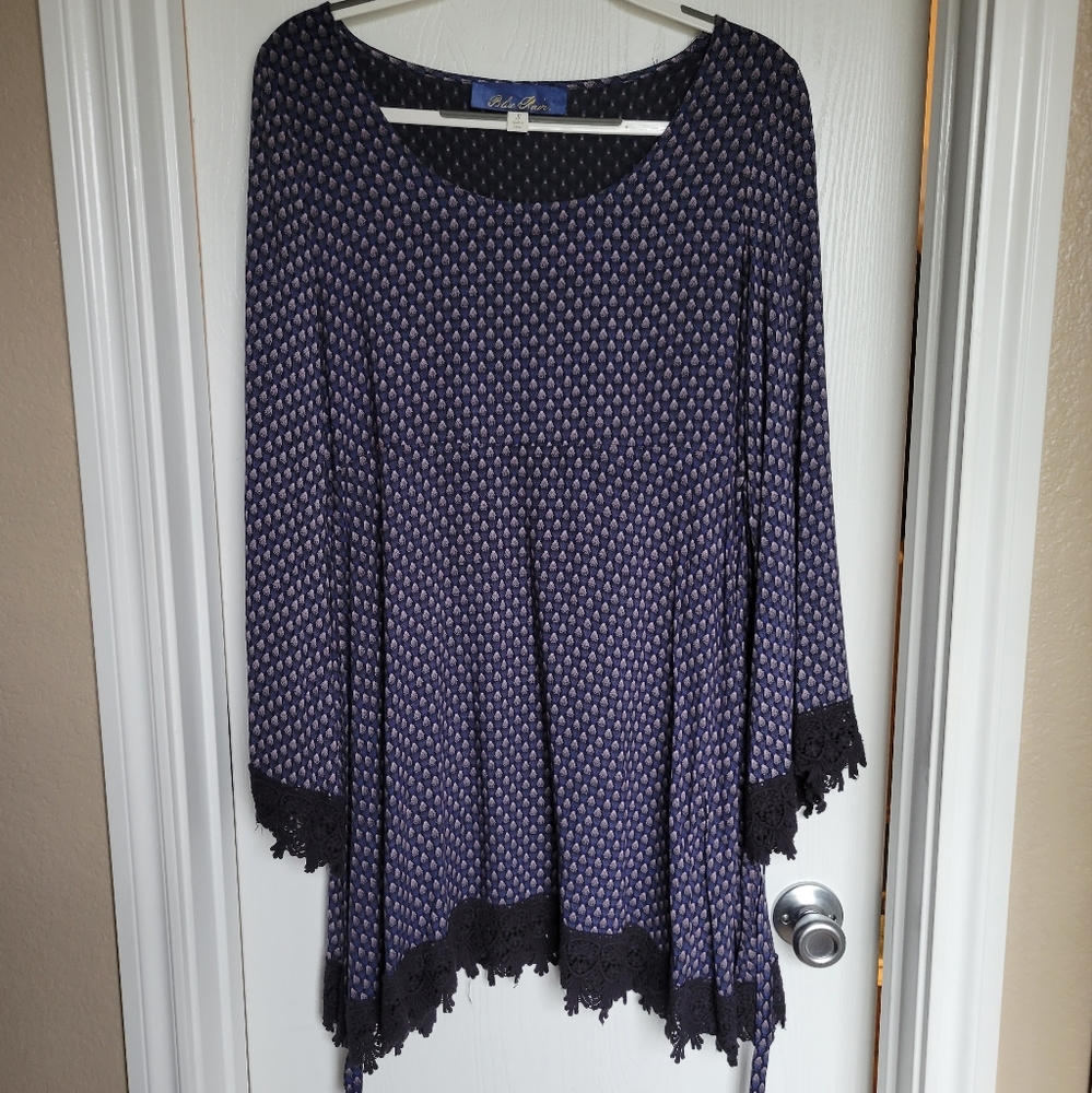 Navy Patterned Mini Dress